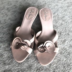 Cole Haan light pink shoes with floral design